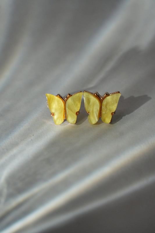 Yellow Butterfly Studs