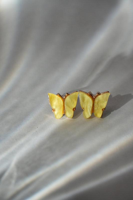 Yellow Butterfly Studs